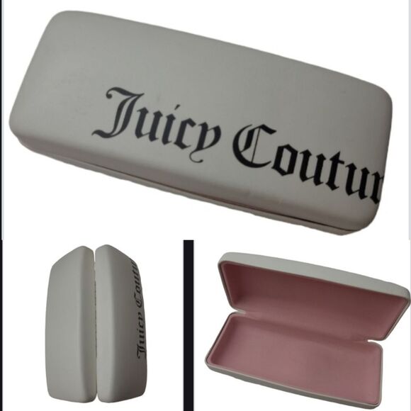 JUICY COUTURE WHITE PINK EYEGLASS SUNGLASSES HARD CLAMSHELL CASE Y2K - Picture 1 of 4
